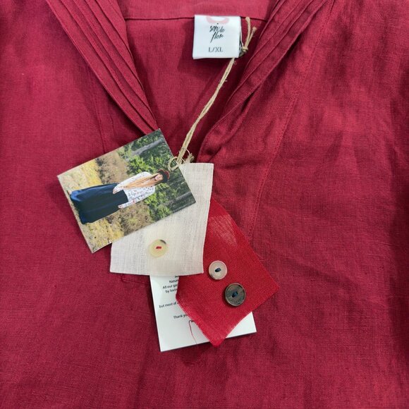 NWT Son De Flor Red Linen Long Sleeve Sailor Collar Dress L/XL Made In Lithuania - Picture 4 of 12